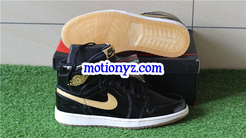 Authentic Air Jordan 1 Black Metallic Gold